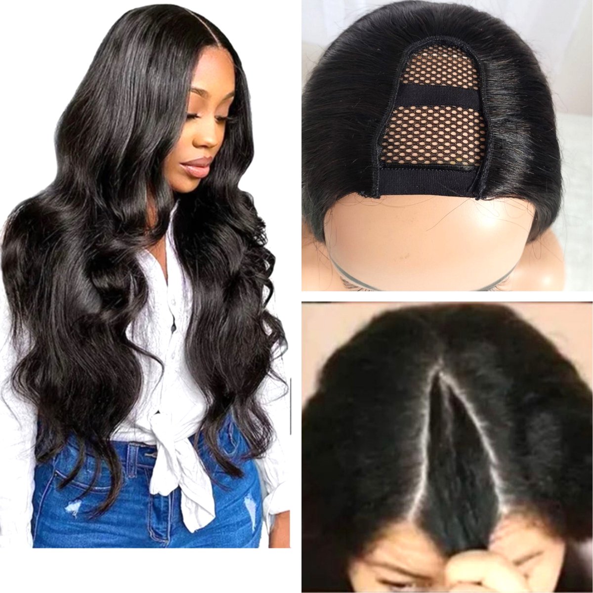 Frazimashop Braziliaanse Remy V-Part Wig Human Hair - Golvend haar 24 inch