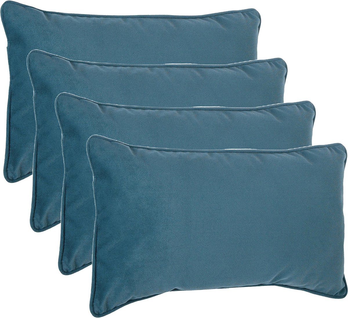 Atmosphera Bank/sierkussens huiskamer Sophia - 4x stuks - 30 x 50 cm - Blauw - polyester - met rits