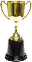 Prijsbeker/trofee met handvatten - goud - kunststof - 23 cm