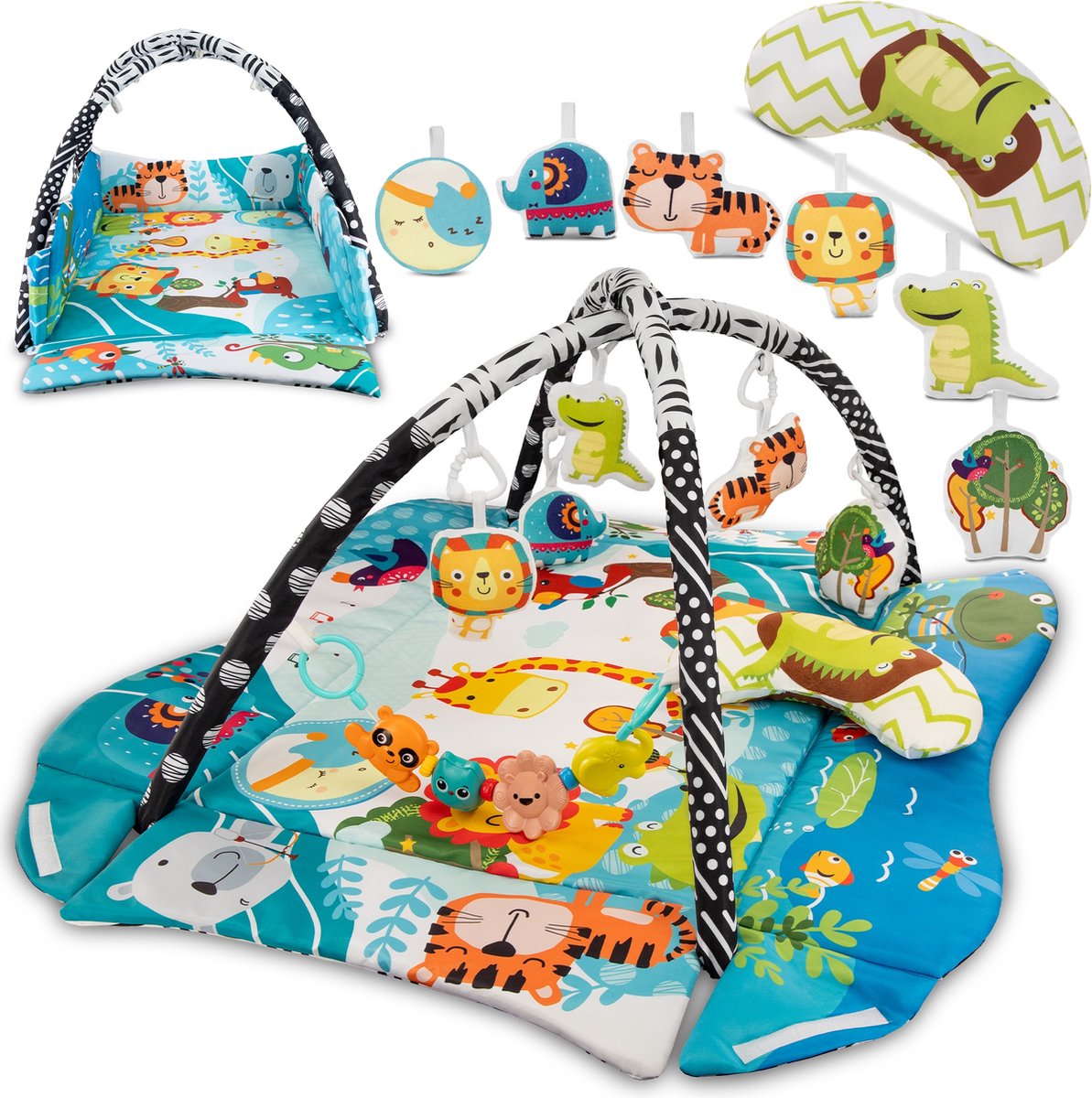 Lionelo Anika Plus Multicolor – Babygym – 2 in 1 Speelkleed – 5 speelgoed