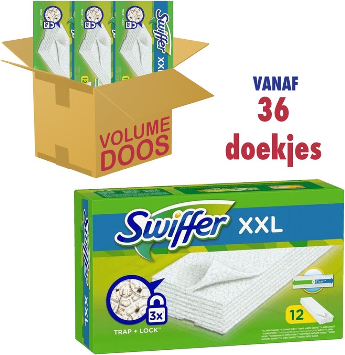 Goedkoopste Swiffer XXL Stofwisdoekjes navulling (3 x 12 stuks