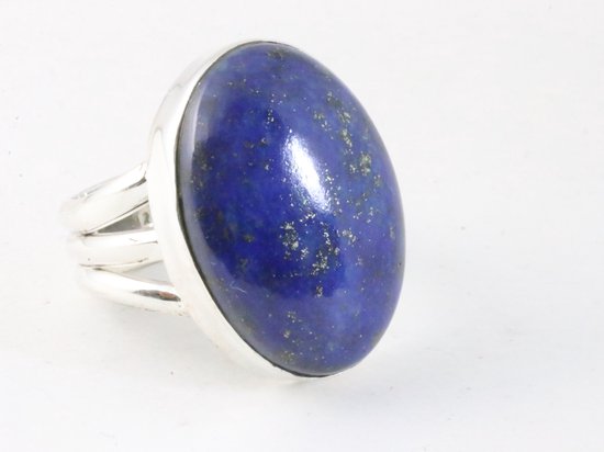 Grote ovale zilveren ring met lapis lazuli - maat 20