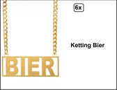 6x Bier Ketting goud - Themaparty feest bier feest apres ski carnaval Oktoberfest ketting festival gele rakker