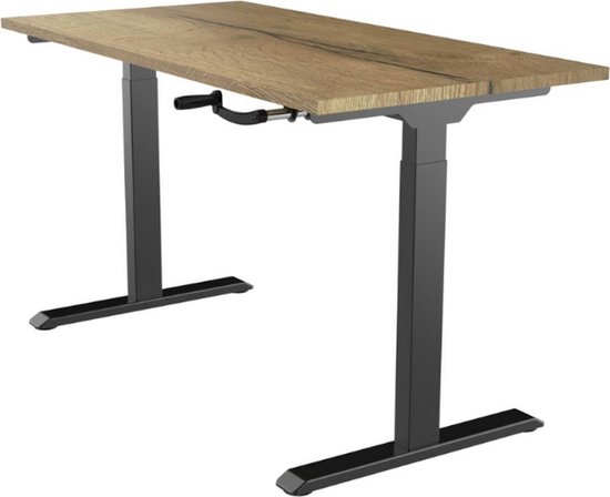 Office Hero® Cosmic Slinger- Bureau assis-debout cadre noir réglable en hauteur - Bureau de jeu - Table d'ordinateur - Table de travail - 160x80 - Chêne naturel