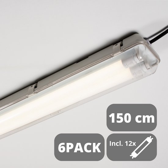 EasyFix LED TL Verlichting set 150 cm - Voordeelverpakking - Waterbestendig - 6 stuks