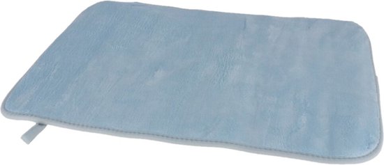Sneldrogende badmat met anit slip blauw 40 x 60 cm rechthoekig - Matten voor de badkamer