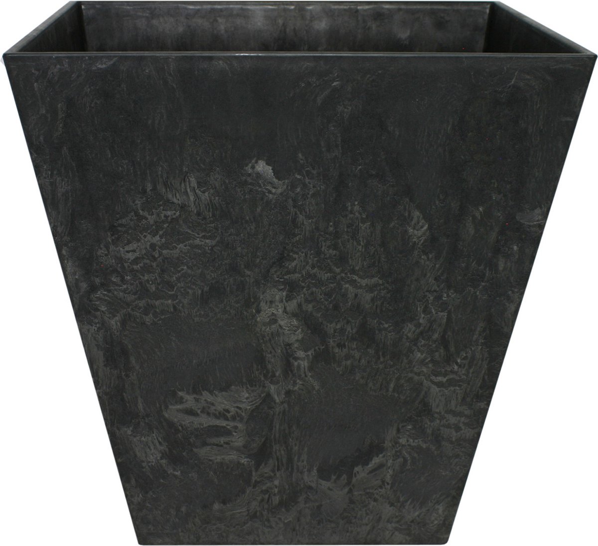 Ter Steege Bloempot/plantenpot - vierkant - gerecycled kunststof - zwart - D25 en H25 cm