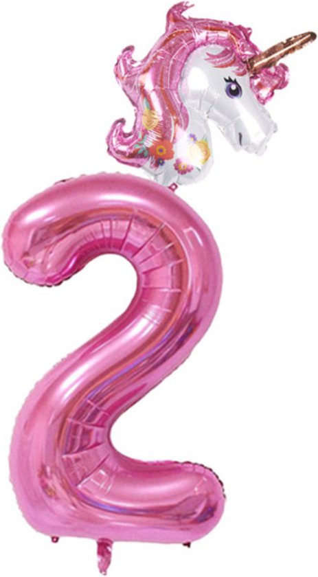 Loha-party®Folie ballon cijfer 2-De 2e verjaardag ballonnen set-De tweede