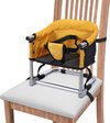 Draagbare boosterstoel baby zitverhoging hoge stoel opvouwbaar kinderzitje met transporttas voor binnen en buiten (geel)