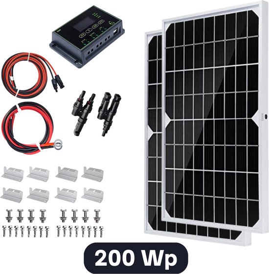 ZAAK. Topsolar 200Wp 12 Volt zonnepanelen compleet pakket Plug and