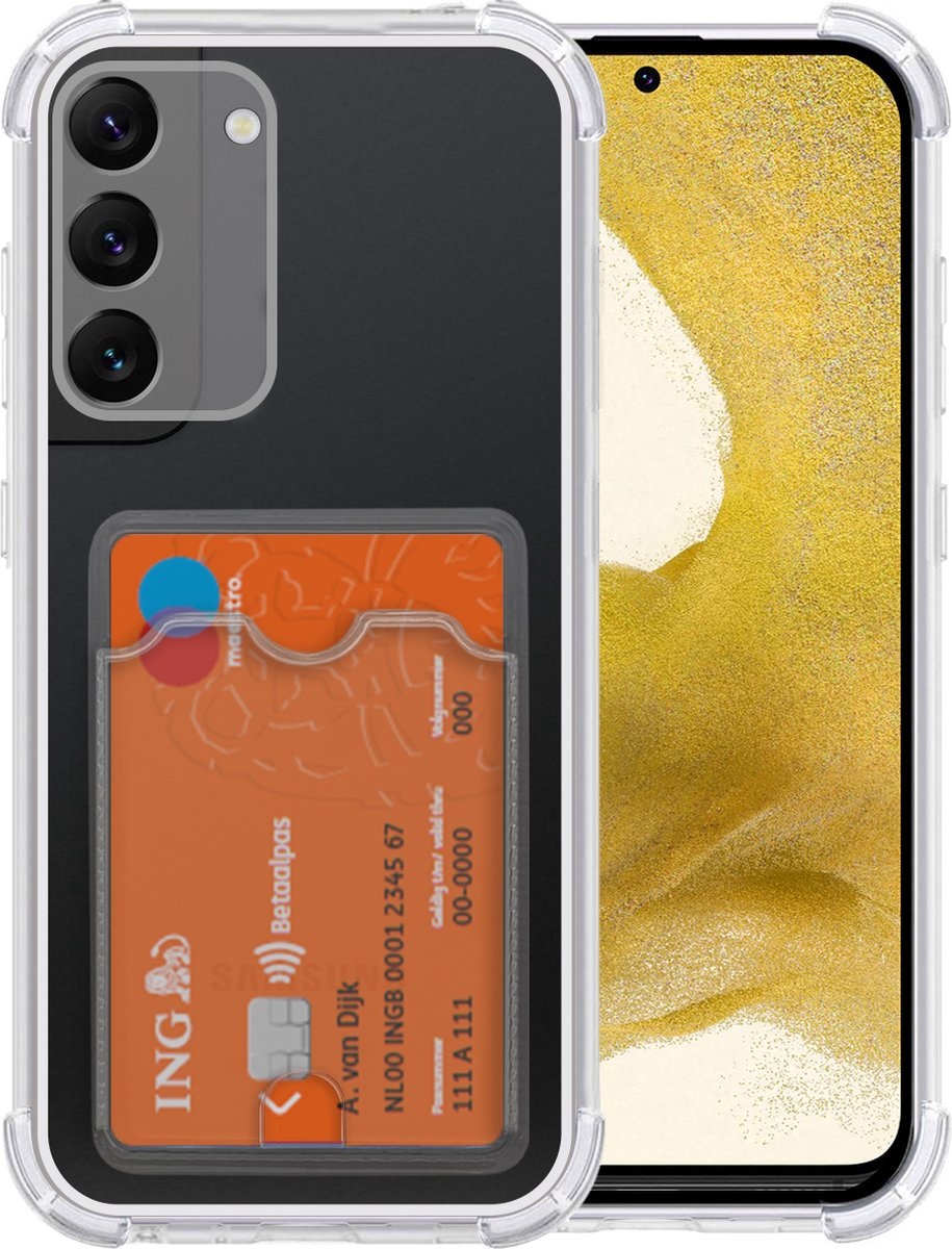 Arara Hoesje geschikt voor Samsung Galaxy S22 hoesje met pashouder shockproof backcover - Transparant