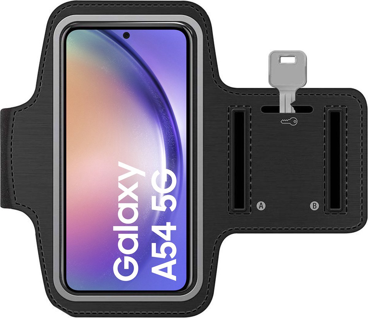 Arara Armband Geschikt voor Samsung Galaxy A54 sportarmband - hardloopband - Sportband hoesje - zwart - Arara