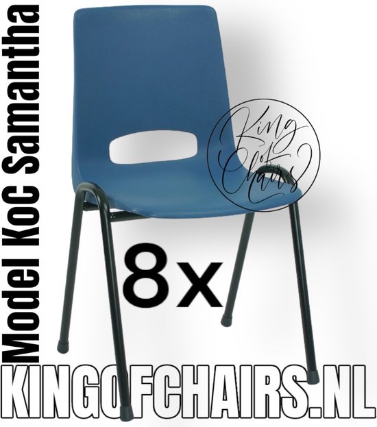 King of Chairs -Set van 8- Model KoC Samantha blauw met zwart onderstel. Stapelstoel kuipstoel vergaderstoel tuinstoel kantine stoel stapel stoel kantinestoelen stapelstoelen kuipstoelen arenastoel De Valk 3320 bistrostoel schoolstoel bezoekersstoel