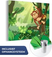 MuchoWow® Peinture sur verre - Singe - Jungle - Garçons - Filles - Fleurs - Kids - 80x60 cm - Peintures sur verre acrylique - Photo sur Glas