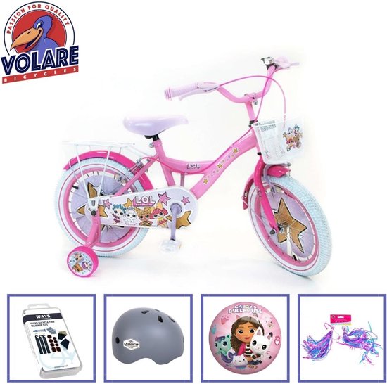 Vélo pour enfants Volare LOL Surprise - 16 pouces - Rose - Deux freins à  main - Casque... | bol.com