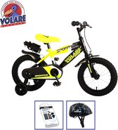 Volare Kinderfiets Sportivo - 14 inch - Geel/Zwart - Met fietshelm & accessoires