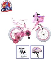 Vélo pour enfants Volare Rose - 14 pouces - Rose / Wit - Y compris casque de vélo et accessoires