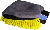 PRIX DE GROS BOUTIQUE Gant de lavage en microfibre 2-en-1 - Jaune/ Zwart - Microfibre - Voiture - Scooter - Lessive - Carwash - Anti-rayures - Doux