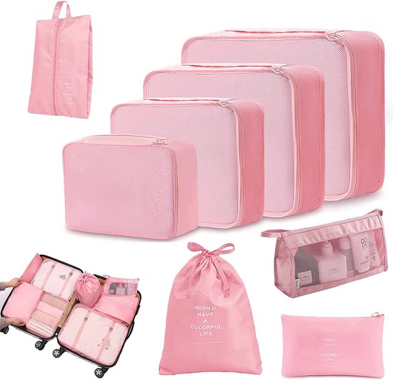 Organizer voor koffer, 7-delig, kofferorganizer, schoenentas