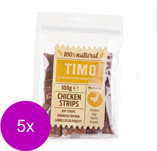Timo Strips 100 g - Snacks pour chiens - 5 x Kip