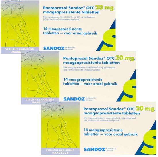 Sandoz Pantoprazol 20mg Tabletten – 3 x 14 tabletten