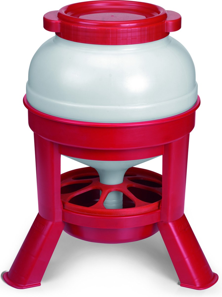 Gaun Pluimvee voertoren 20 Liter – Op pootjes – 16 cm – Rood