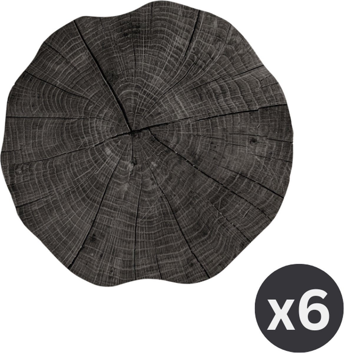 Placemat TOGO TREE TRUNK, SET/6, dia 38cm, grijs