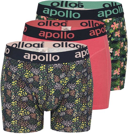 Apollo - Boxershort heren bloemen - 3-Pack - Maat L - Heren boxershort - Ondergoed heren - boxershort multipack - Boxershorts heren