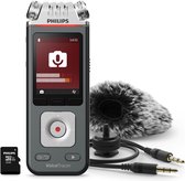 Philips VoiceTracer Enregistreur audio DVT71132 | 3MIC stéréo MP3/PCM - 24 bits/96 kHz, 8 Go, application pour smartphone, USB-C, support pour appareil photo reflex numérique, avec carte microSD 32 GB - adaptateur