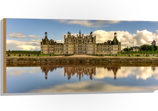 WallClassics - Hout - Water voor Kasteel van Chambord, Frankrijk met