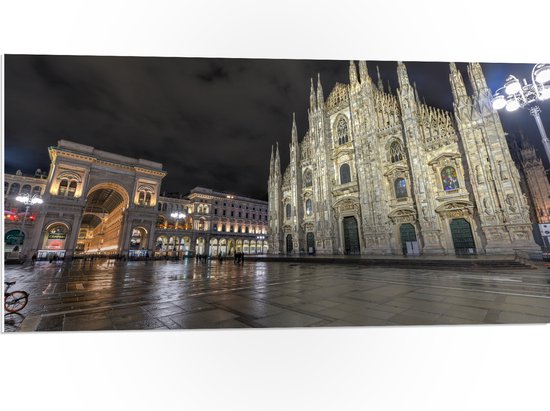 WallClassics - PVC Schuimplaat- Santa Maria del Fiore Kathedraal op Piazza Del Duomo Plein in Florence, Italië - 100x50 cm Foto op PVC Schuimplaat