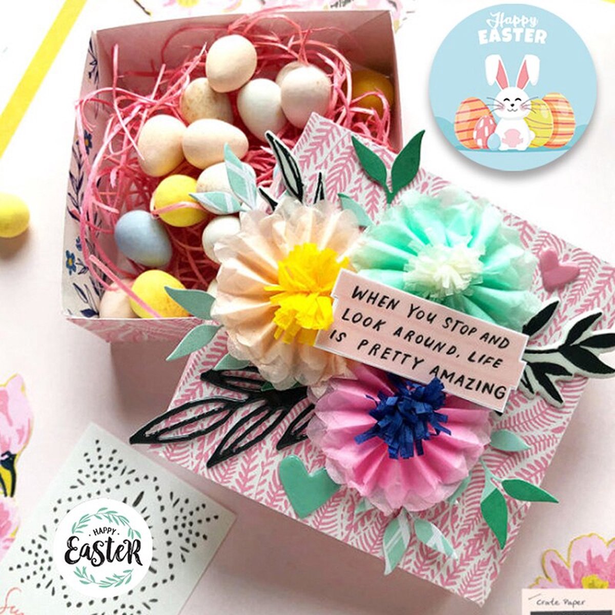 Paas Sticker - Sluitsticker - 4 assorti - Sluitzegel Pasen - Happy Easter - Paaseieren - Eitjes - Ei - Konijn | Kaart - Envelop | Fijne Paasdagen - Paasfeest | Kids - Kind | Envelop stickers | Cadeau - Gift - Cadeauzakje - Traktatie | Chique inpakken — afbeelding 6