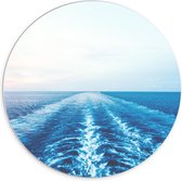 WallClassics - PVC Schuimplaat Muurcirkel - Sporen van Boot in de Zee - 70x70 cm Foto op Muurcirkel (met ophangsysteem)