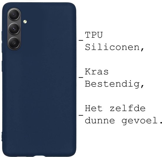 Coque Samsung Galaxy A54 Coque Arrière en Siliconen avec 2x Protecteur d'Ecran - Coque Samsung A54 Coque en Silicone - Blauw Foncé