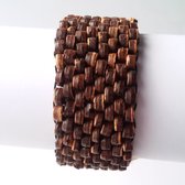 Armband kokoskralen - Bruin - 8 kralen breed