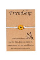 Bixorp Friends Vriendschapsarmbandje met Zonnebloem Wit Bandje - BFF Armband Meisjes - Best Friends Armband Vriendschap Cadeau voor Twee
