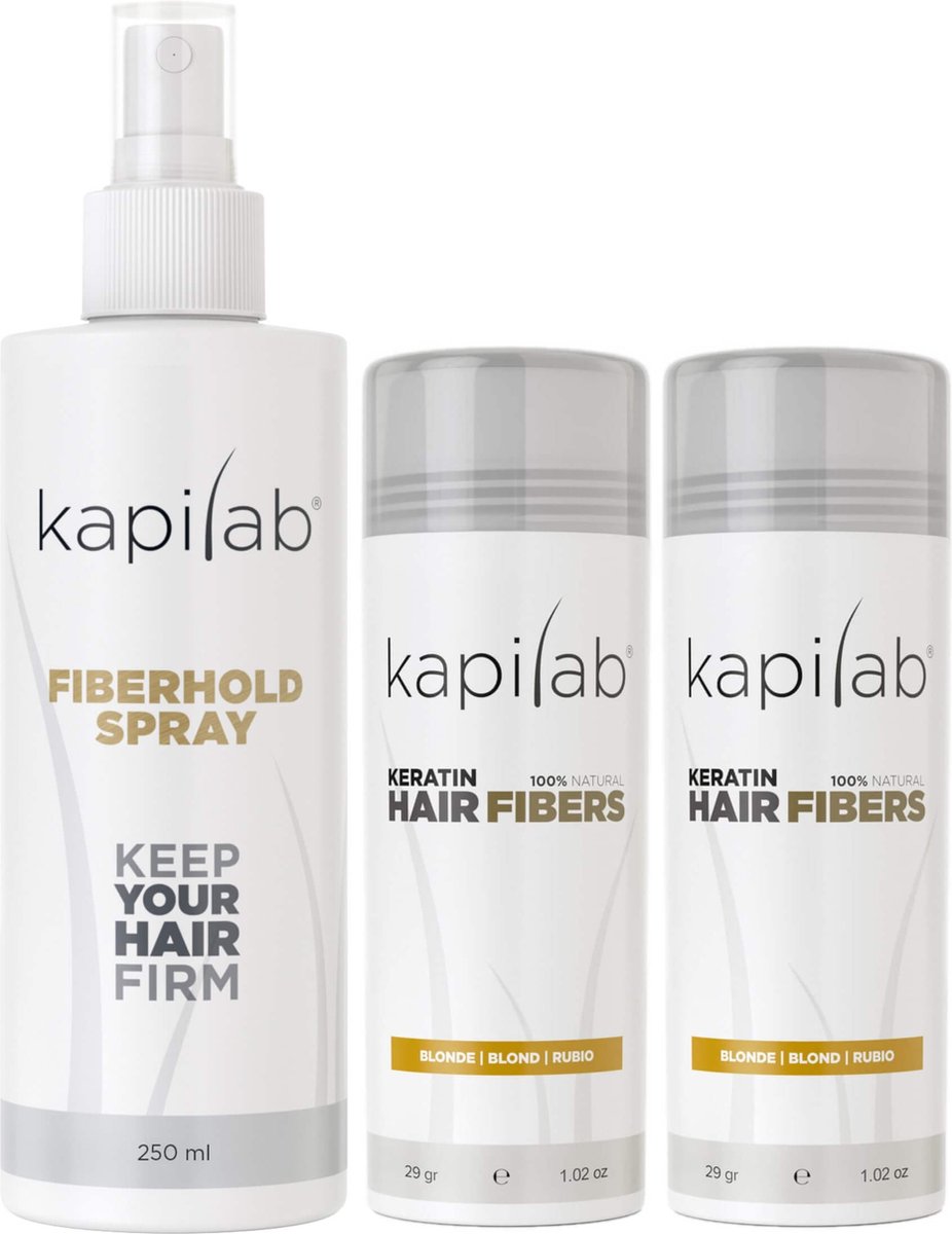 Bol.com Kapilab Hair Fibers Voordeelset 58 gram - Blond - Natuurlijke haarvezels verbergen haaruitval - Direct voller haar aanbieding
