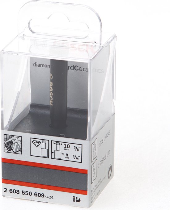 Bosch Easy Dry diamantboor in verpakking, 10 mm (3/8") en 8 mm (5/16").