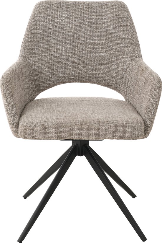 Chaise de salle à manger Nova - Beige - Tissu tissé - Chaise pivotante - Chaise de salle à manger Design