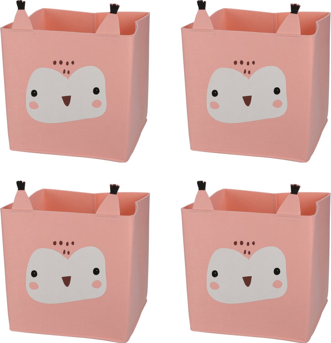 Opbergmand vilt kinderkamer - 4x stuks - dieren thema uil - 32 cm