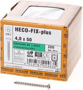 HECO TOPIX- Plus vis pour panneaux d'aggloméré 4x50mm - tête bombée - acier inoxydable - filetage total - PZD 2 - 61686 (Par 200 pièces)