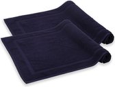 Komfortec Badmat Set - 2 stuks - 50x80 cm - 100% Katoen - Zachte en Absorberende Douchemat/Handdoek - Marineblauw