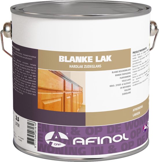 Blanke lak Hardlak zijdeglans 2,5 liter.