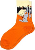 Kunstsokken - Elastische hoge sokken Moulin Rouge: La Goulue door Henri de Toulouse-Lautrec - Lithografie - Maat 35 - 42