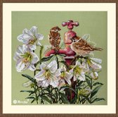Borduurpakket MEREJKA - Among the Lilies - Mussen in Lelies - telpatroon om zelf te borduren