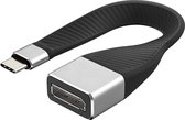 NÖRDIC USBC-N1204 - Platte USB-C naar DisplayPort kabel - 4K60Hz - 21.6Gb/s - Ondersteuning voor 3D en HDCP 1.4/2.2 - 14cm - Zwart