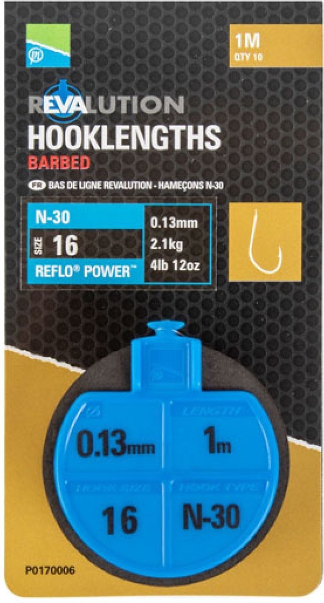 Preston N-30 Revalution Hooklengths Barbed 100cm (10 pcs)