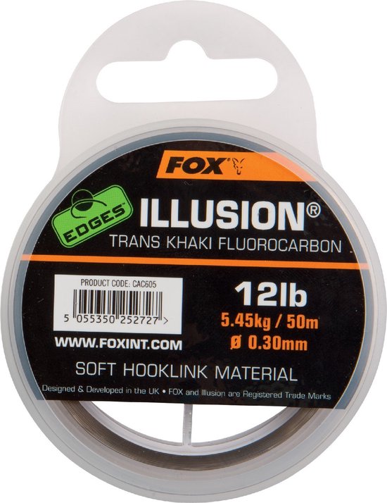 Fox Illusion Soft Hooklink - Trans Khaki - 16lb - 50m - Khaki van Fox — afbeelding 2