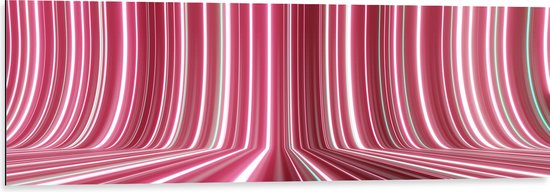 WallClassics - Dibond - Verschillende Tinten Roze in Streeppatroon - 120x40 cm Foto op Aluminium (Met Ophangsysteem)