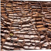 WallClassics - PVC Schuimplaat- Zoutpannen van Maras in Andesgebergte van Peru - 80x80 cm Foto op PVC Schuimplaat